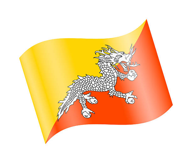 Realistic vector illustration of the national flag of Bhutan waving in the wind. High-quality design suitable for news, international politics, geography, diplomacy, global business, education and cultural concepts