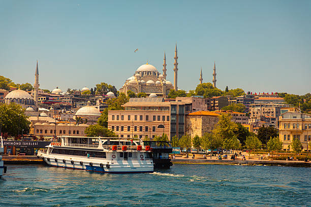 istock Historic Istanbul Skyline with Mosque Domes and Bosphorus Ferry 2258330290