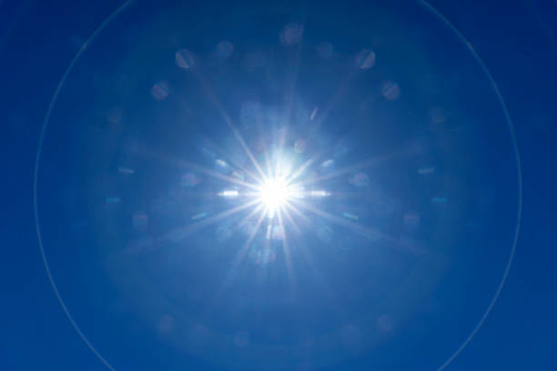 Direct sunlight and glowing energy illuminate the beautifully designed, space-like backdrop, creating a dazzling spectacle. Sustainable energy for living organisms and electricity generation using solar cells.