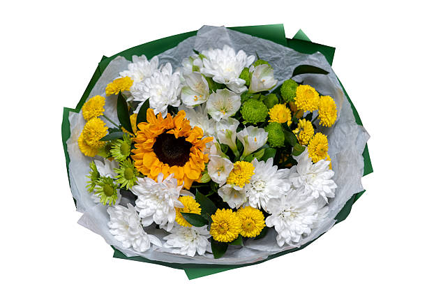 Vibrant Bouquet with Sunflower and White Chrysanthemums