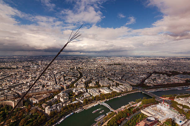 Seine River view from the top level of Eiffel Tower
