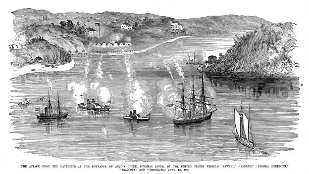 Engraving of the Attack upon the Batteries at the Entrance of Acquia Creek, Potomac River, by the United States Vessels 