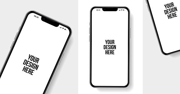 реалистичный макет смартфона. вектор мобильного телефона с изолированным на белом фоне. прибор вид спереди. 3d мобильный телефон с тенью. ре� - прототип stock illustrations
