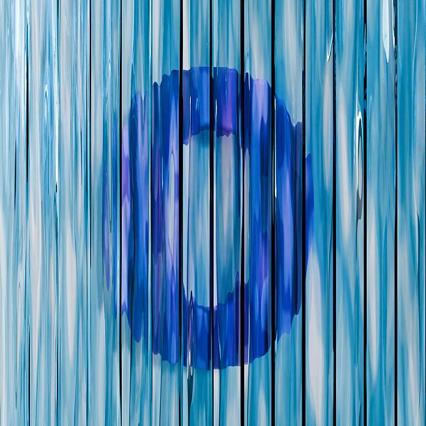 Blue reed glass font Number 0 ZERO 3D rendering illustrations