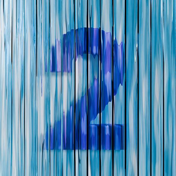 Blue reed glass font Number 2 TWO 3D rendering illustrations