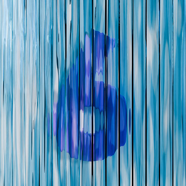 Blue reed glass font Number 6 SIX 3D rendering illustrations