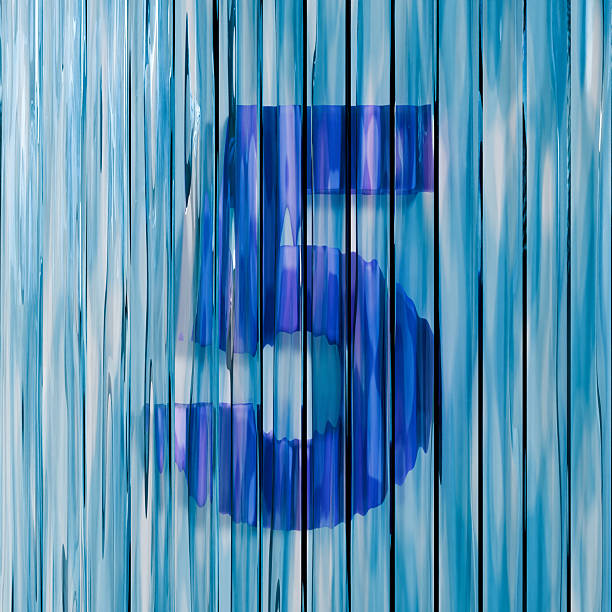 Blue reed glass font Number 5 FIVE 3D rendering illustrations