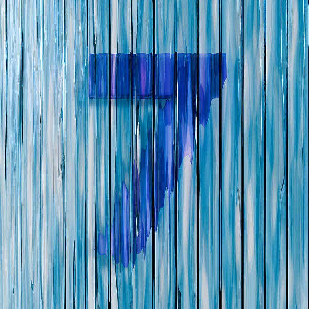 Blue reed glass font Number 7 SEVEN 3D rendering illustrations
