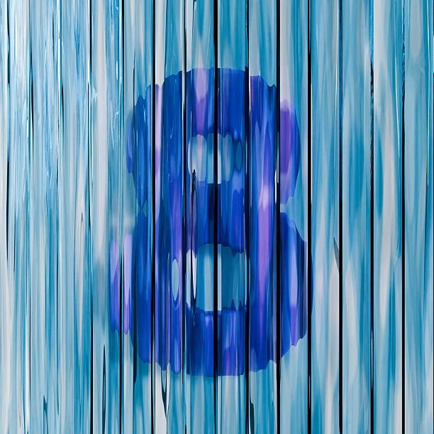 Blue reed glass font Number 8 EIGHT 3D rendering illustrations