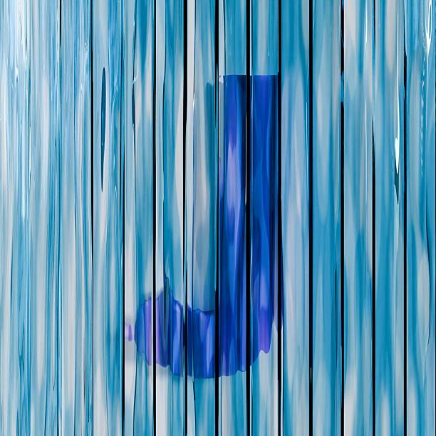 Blue reed glass font Letter J 3D rendering illustrations