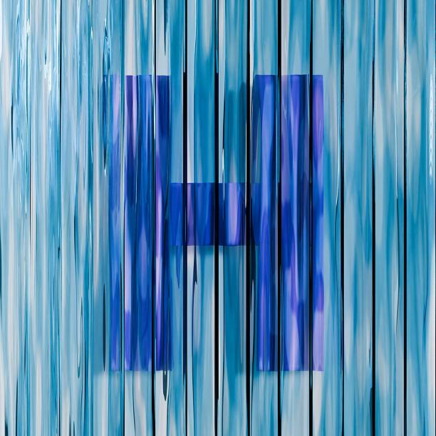 Blue reed glass font Letter H 3D rendering illustrations