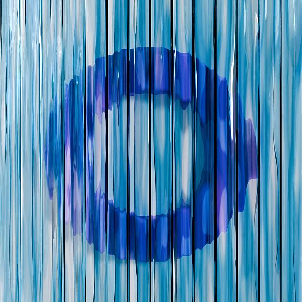 Blue reed glass font Letter O 3D rendering illustrations