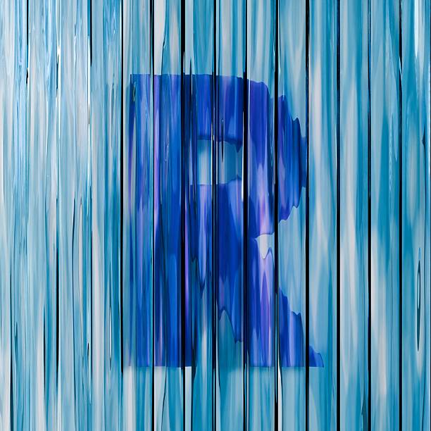 Blue reed glass font Letter R 3D rendering illustrations