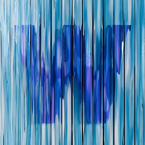 Blue reed glass font Letter W 3D rendering illustrations