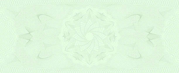 Money and cheque green guilloche pattern watermark, voucher texture background. Classic layered curves and intricate geometrical anti counterfeit background used in bonds, cheques and financial papers