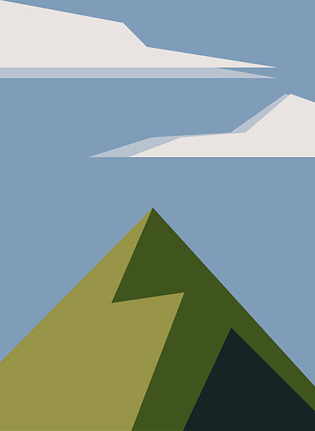 Vector illustration of a poster, greeting card or postcard with colorful landscape.