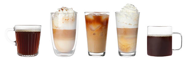 istock Set of different coffee drinks drinks in cups and glasses on white background 2258416205