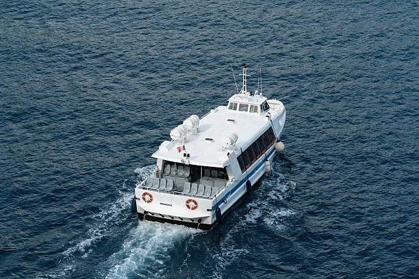 Passenger Catamaran Ferry Sailing on Open Sea