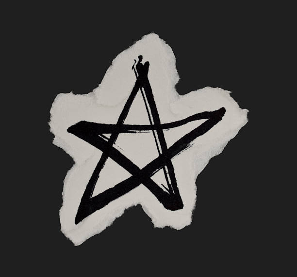 Black And White Grunge Ripped Paper Star Doodle