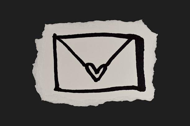 Black And White Grunge Ripped Paper Envelope Doodle