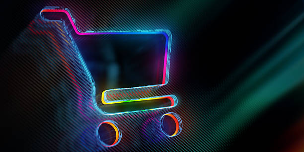 istock Digital shopping cart icon background representing e-commerce and online shopping 2258427304