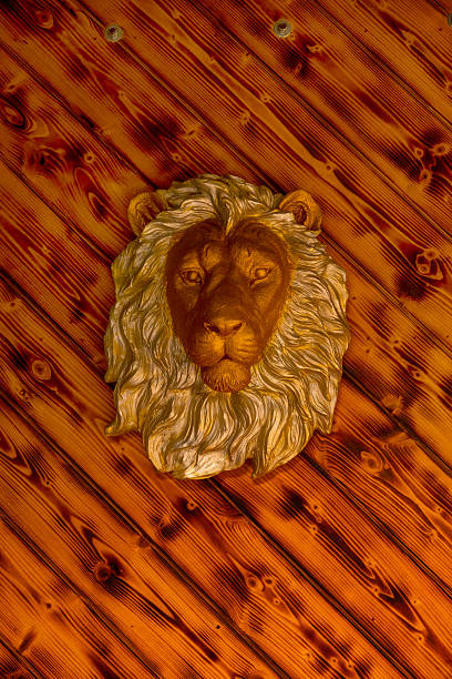 lion decoration on a wooden door