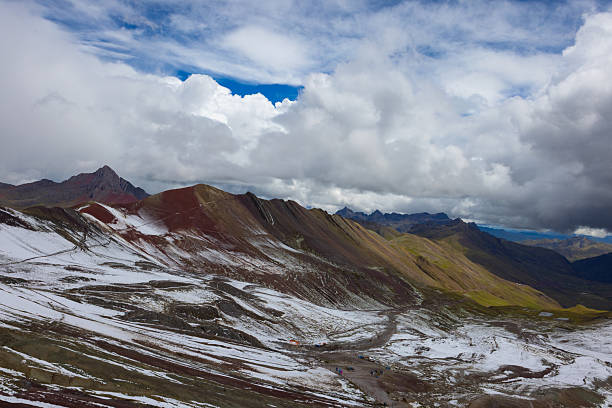Winter landscape in Rainbow Mountains. The most impressive and unique landscapes in the Peruvian Andes