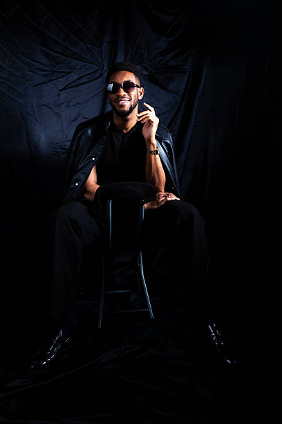 Portrait of afro men on black backround
