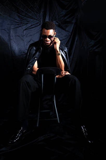 Portrait of afro men on black backround