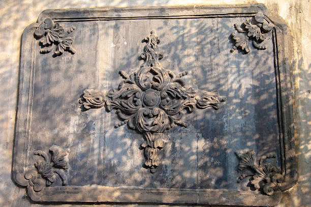 Intricate Classical Stone Carving Decor on an Ancient Wall in Beijing