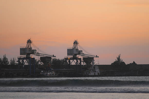 blue sky and Evening view with crane