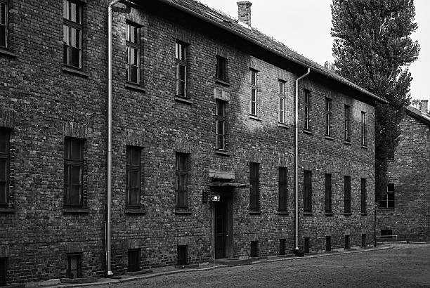 Facade of brick building block 11 at Auschwitz