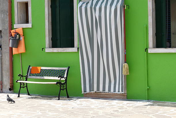 Burano, Italian, Green Old Building