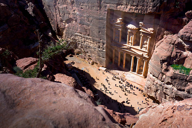 Wadi Musa, Petra, Jordan, 1997. The facade of ancient Nabataean Petra seen through a crevice.