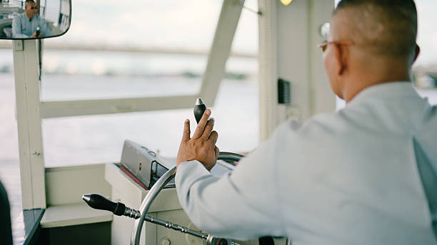 An inside look of the control centre of a superyacht on the sea