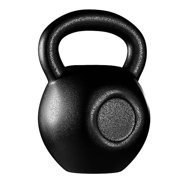 istock Black kettlebell weight for strength training and fitness workouts. 3d rendering 2258509735