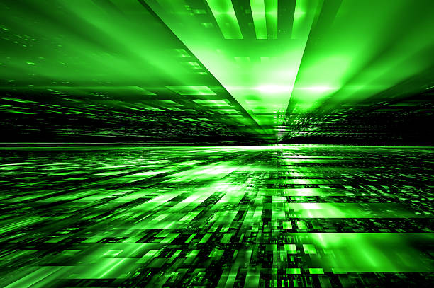 Abstract and background Fractal art, Future digital city lights technology network line Connected to every corner of the world, Technology and data connection, communications and science world concept