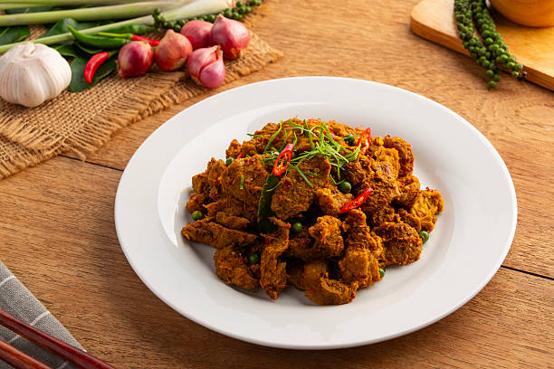 Stir Fried Beef with Yellow Curry Paste.