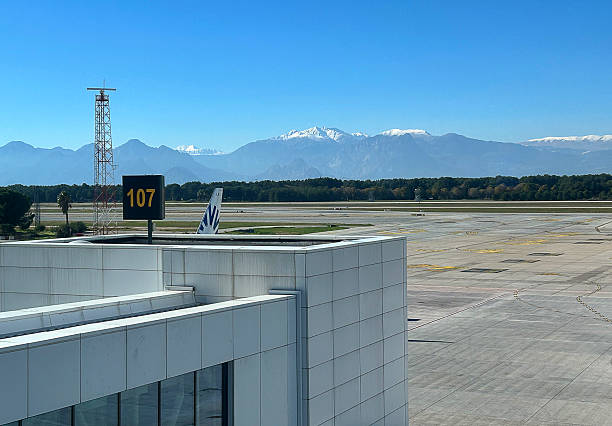 Istanbul, Turkey - December 28,2025: Antalya airport and planes view on december in istanbul. People traveling to istanbul from antalya.