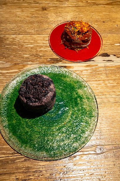 Dessert served on table in restaurant with elegant plating and delicious presentation