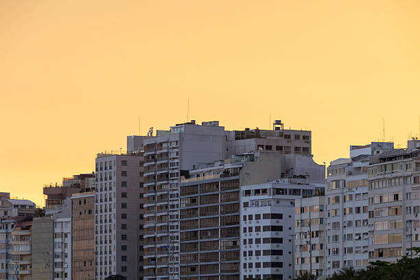 Sunset seen from Copacabana in Rio de Janeiro, Brazil.