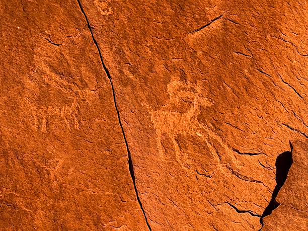 Fremont Petroglyphs on Sandstone Cliff  McConkie Ranch, Vernal, Utah