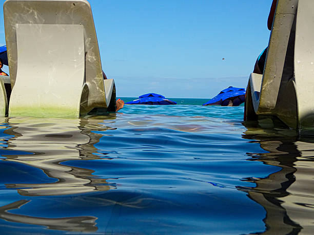 Urban beach in the city of Natal, state of Rio Grande do Norte, Brazil. Coastal road of Ponta Negra beach. Brazilian culture during vacations, holidays, and Carnival revolves around the beaches.