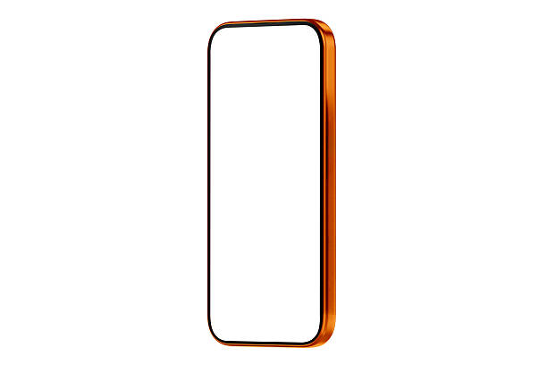 Smartphone iPhone 17 Mock-up frameless with a white blank screen isolated white background in three-quarters based on a high-quality studio shot. Modern smartphone frameless design concept Concepts & Topics, Artificial intelligence, Data, Digital Display
