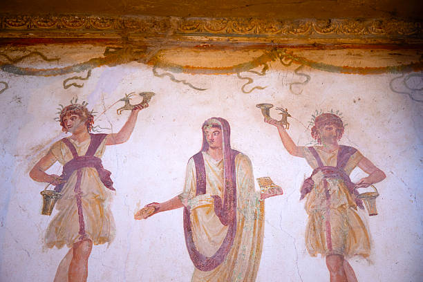 Italy Naples Pompeii ruins   fresco paintings