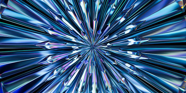 Abstract holographic crystal background. Shimmering glass facets, vibrant light refractions, radial burst effect. Dynamic, futuristic texture. Ideal modern backdrop, digital design, technology