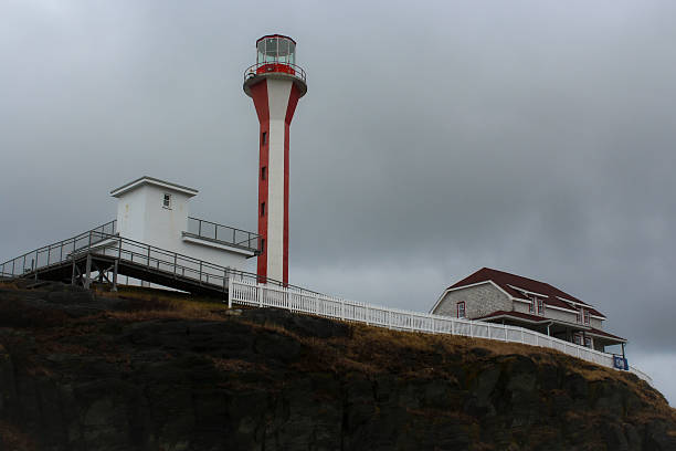 Cape Forchu - November, 2025: Shot on a beautiful cloudy day at the Cape Forchu Lighthouse, located near Yarmouth. Because shipwrecks were so common in this area, they built the original lighthouse (of which the light station was replaced in 1962) in 1874. After Yarmouth became Canada's second largest port of registry.