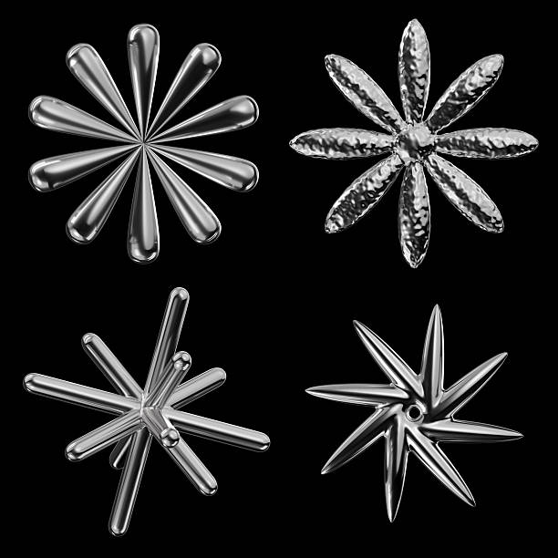 Retro futuristic style forms, abstract flowers and stars