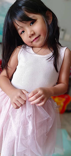 A sweet and expressive portrait of a cute Asian little girl, conveying joy and childhood innocence.