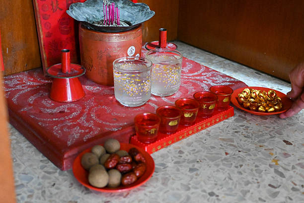 A complete offering selection traditionally presented to gods during worship rituals and festive occasions.